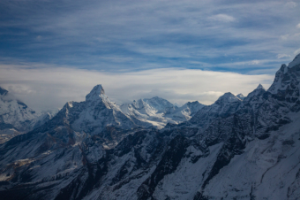 Views of the high Himalayas including "Ama Dablam" in the center.